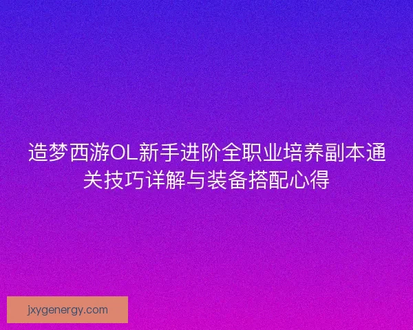造梦西游OL新手进阶全职业培养副本通关技巧详解与装备搭配心得